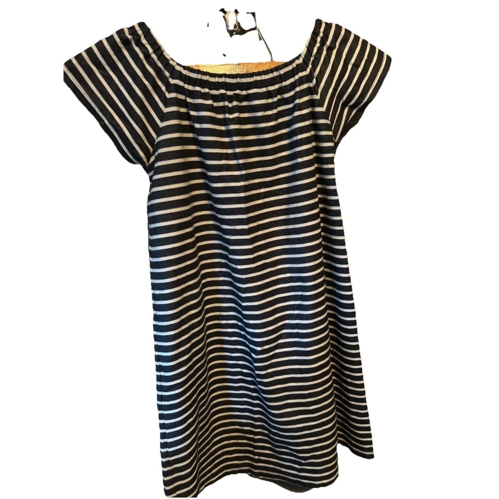 Madewell Melody Striped Off the Shoulder Dress Size Small very demure